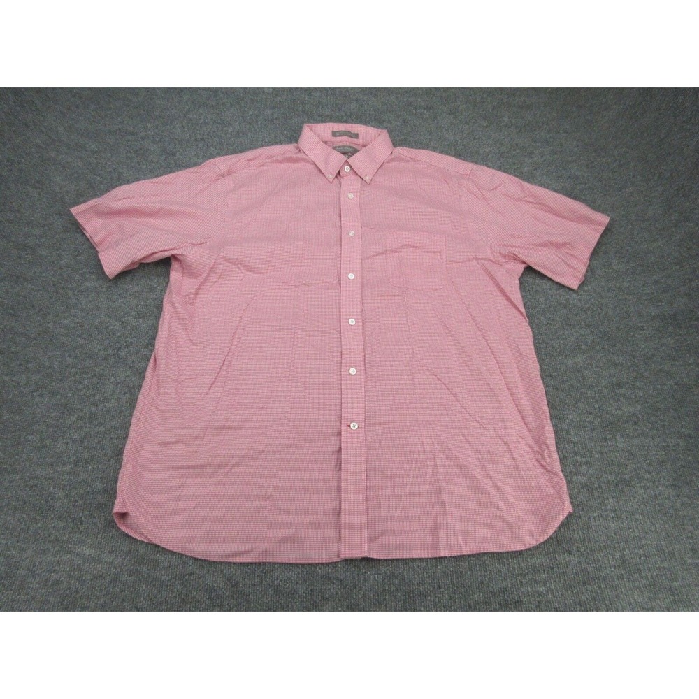 Daniel Cremieux Mens Button Down Regular Red White Micro Check Non-Iron XL